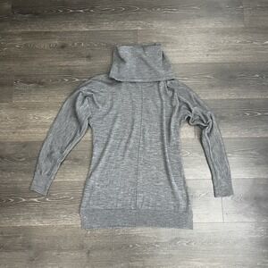 Tahari Womens Tunic Cowl Neck Sweater Sz S Gray 100% Merino Wool Lagenlook